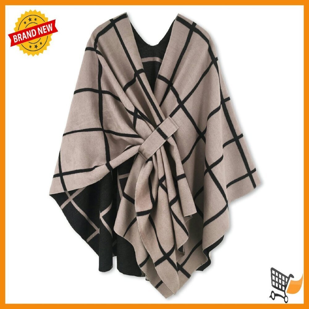 Soft Viscose Poncho Wrap Shawl Cape One Size Fits Most 80x114cm